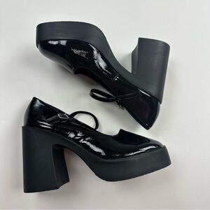 ASOS Design Black Patent Platform Mary Jane Shoes Size 11
